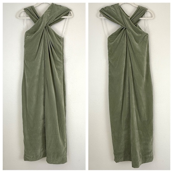 NOMIA Velvet Asymmetric Halter Crossover Midi Maxi Dress 6 - Picture 5 of 14